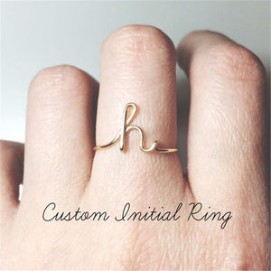 Unisex Gold Silver Color A-Z 26 Letters Initial Name Rings for Women Men