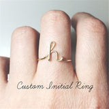 Unisex Gold Silver Color A-Z 26 Letters Initial Name Rings for Women Men