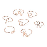 Unisex Gold Silver Color A-Z 26 Letters Initial Name Rings for Women Men